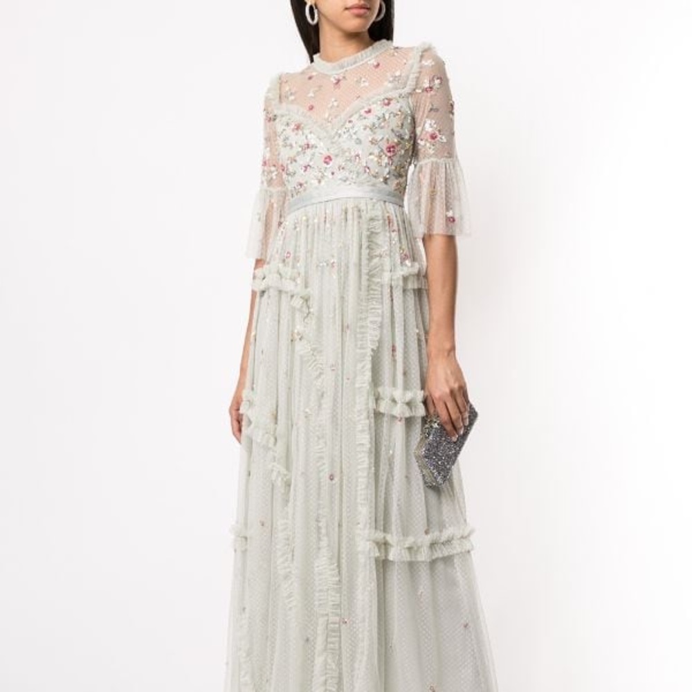 Rare Needle & Thread Mint Shimmer Ditsy Gown